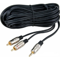 Фото  Rexant (17-4225) Шнур Стерео 3,5мм - 2 RCA, 5м, Gold-металл