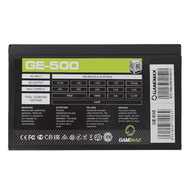 Фото  GameMax Блок питания ATX 500W GE-500