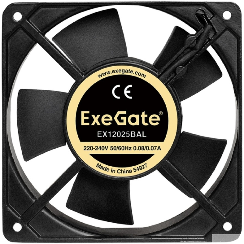 Фото  Exegate EX289013RUS Вентилятор 220В ExeGate EX12025BAL (120x120x25 мм, 2-Ball (двойной шарикоподшипник), подводящий провод 30 см, 22000RPM, 33dBA)