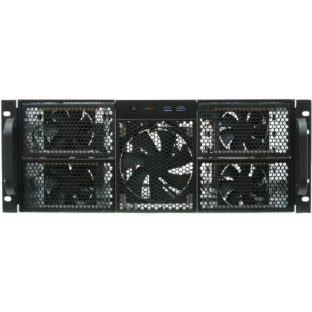 Фото  Procase RE411-D0H16-FE-65 Корпус 4U server case,0x5.25+16HDD,черный,без блока питания,глубина 650мм,MB EATX 12"x13", панель вентиляторов 3*120x25 PWM 