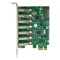 Фото  ORIENT VA-3U7PE, Контроллер PCI-Ex1, USB 3.2 Gen1 (USB 3.0), скорость до 5 Гбит/с, 7-port ext, VIA VL805+VL812 chipset, разъем доп.питания, oem (31110