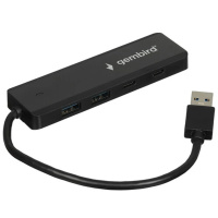 Фото  Gembird Разветвитель USB3.1 2xUSB, 2xType-C, с доп.пит (Type-C), кабель USB 19см, черный, коробка (UHB-C415)