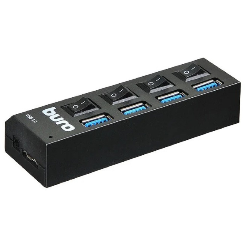 Фото  Buro BU-HUB4-U3.0-L Разветвитель USB 3.0 4порт. черный (389737)