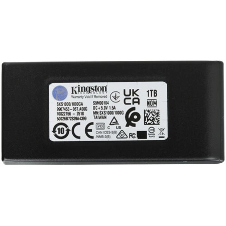 Фото  Kingston Portable SSD 1TB [SXS1000/1000GA] External XS1000 BOC, Type-C/A, USB 3.2 Gen 2, R/W 1050/1000MB/s, 70x33x14mm, 69g., Black (60 мес)
