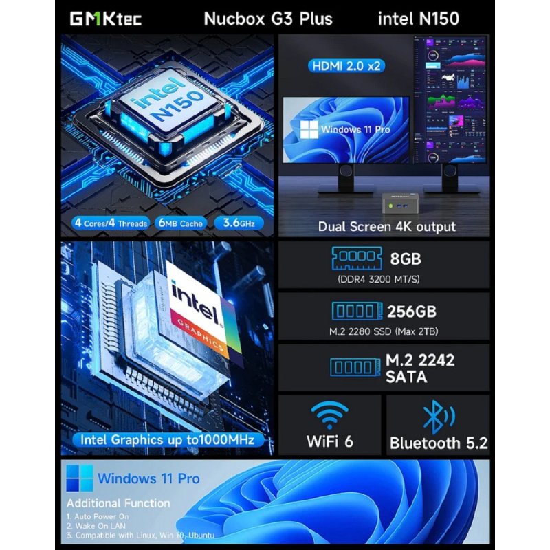 Фото  GMK Technology G3S/N95/16+512GB NucBox G3S/N95/16+512GB (Intel N95) 16GB+512GB, Win11 Pro