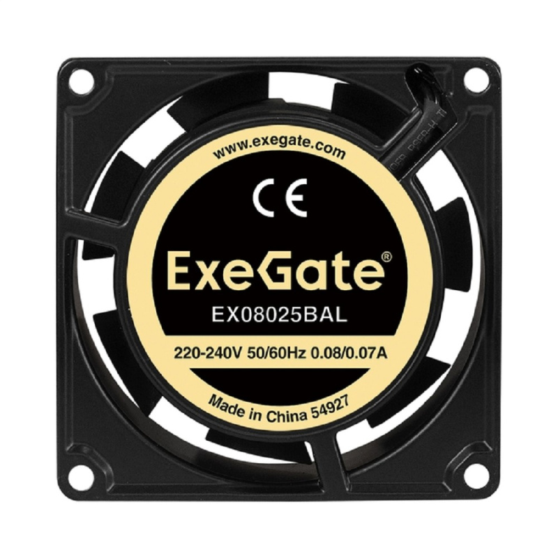 Фото  Exegate EX288997RUS Вентилятор 220В ExeGate EX08025BAL (80x80x25 мм, 2-Ball (двойной шарикоподшипник), подводящий провод 30 см, 2600RPM, 32dBA)