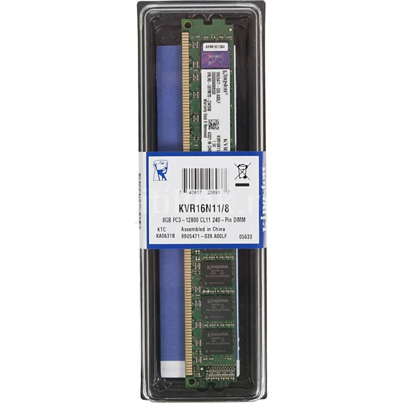 Kingston DDR3 DIMM 8GB (PC3-12800) 1600MHz KVR16N11 8