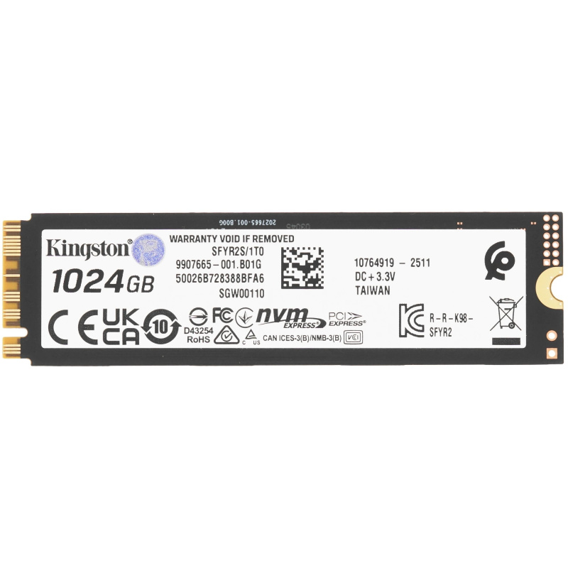 Фото  Kingston SSD 1Tb M.2 SFYR2S/1T0 M.2 2280 NVMe Fury Renegade
