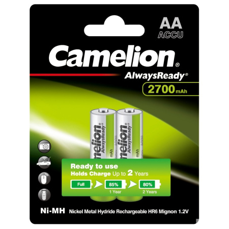 Camelion Always Ready AA-2700mAh Ni-Mh BL-2 (NH-AA2700BP2  аккумулятор 1.2В)