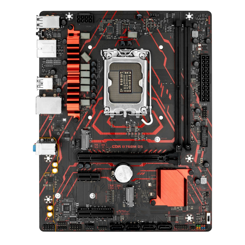Фото  Материнская плата CBR B760M D5 V2 { Chipset B760, Socket 1700, 2*DDR5, mATX, DP+HDMI, 1*PCIEx16,1*PCIEx1,2*M.2 NVME, 3*SATA3, 2*USB 2.0 + 4*USB3.2, LA