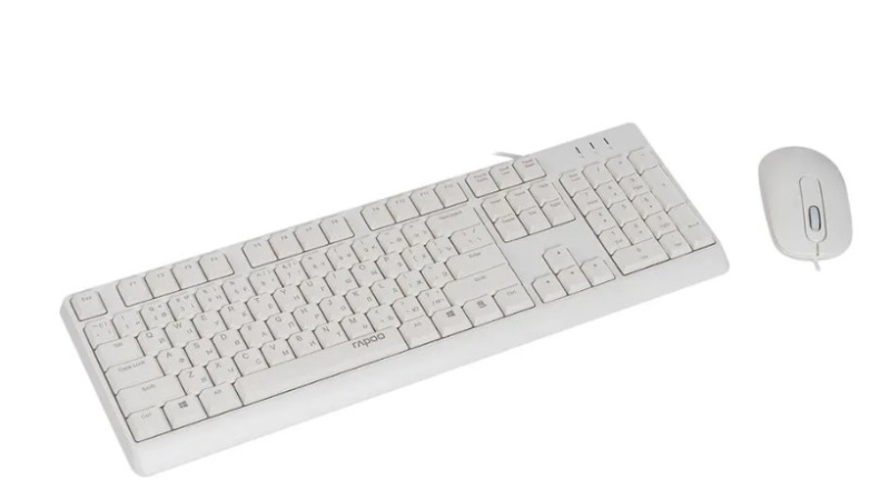 Клавиатура + мышь Rapoo X130PRO клав:белый мышь:белый  1.5м  доп. защита от влаги
