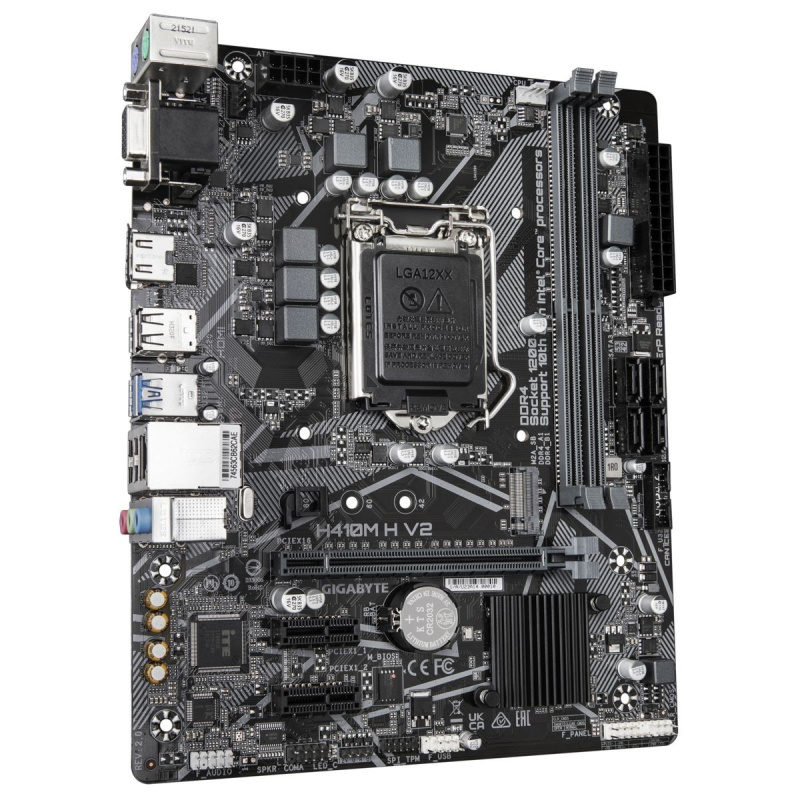 Фото  Gigabyte H410M H 2.0 {LGA1200,Q470E,2xDDR4,1*PCI-Ex16, 2*PCI-Ex1, M.2, TypeC, 3*USB3.2Gen1, 6*USB2.0, 4*SATA3.0, 1G, VGA, HDMI mATX} RTL
