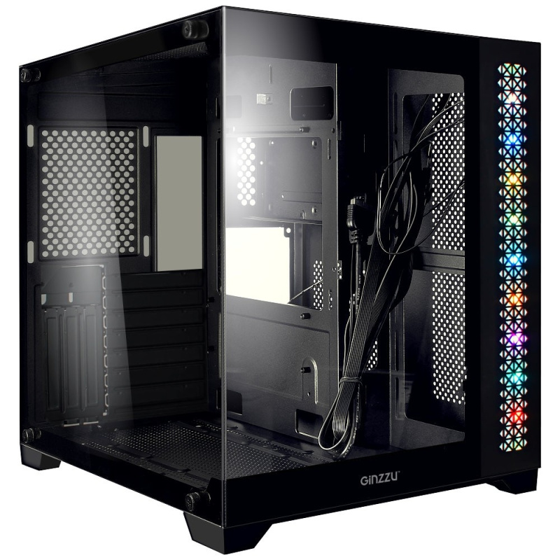 Ginzzu V520 RGB подсветка  закаленное стекло 1*USB 3.0 1*USB 2.0  AU ATX
