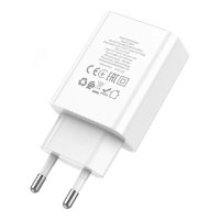 Фото  HOCO Зарядное устройство с дисплеем Hoco 18Вт, 3А, QC3.0/PD, 1xUSB, 1XType-C, C100A, белый, коробка