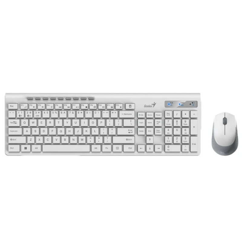 Фото  Клавиатура + мышь Genius Smart Slimstar 8230 WHITE {USB,1 мини-ресивер на оба устройства,104 кл кнопка SmartGenius,  мембранная,800-1600 DPI} [3134001