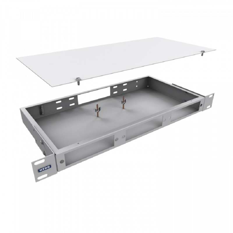 Фото  NTSS Кросс NTSS оптический 19'' укомплектованный 1U, 24 порта SC/APC, 9/125 мкм (планки, сплайс-кассета, пигтейлы, КДЗС, адаптеры) серый RAL 7035 NTSS
