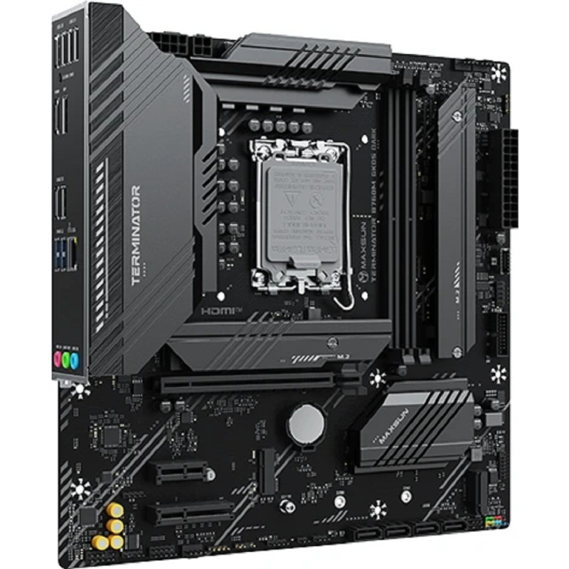 Фото  MAXSUN MS-Terminator B760M GKD5 DARK (Socket 1700, mATX, 2*DDR5, DP/HDMI, 4*SATA3, 3*M.2, 1*PCIEx16/1*PCIEx4/1*PCIEx1, LAN 1*2.5G , 6*USB2.0, 2*USB 3.