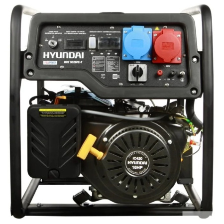 Фото  HYUNDAI [HHY 9020FE-T] Генератор бензиновый { Запуск ручной/электро, HYUNDAI IC420, 4-х такт, дв. 16 л.с., 420 см3, 230-400В/50Гц, 6,5 кВт/nom 6,0 кВт