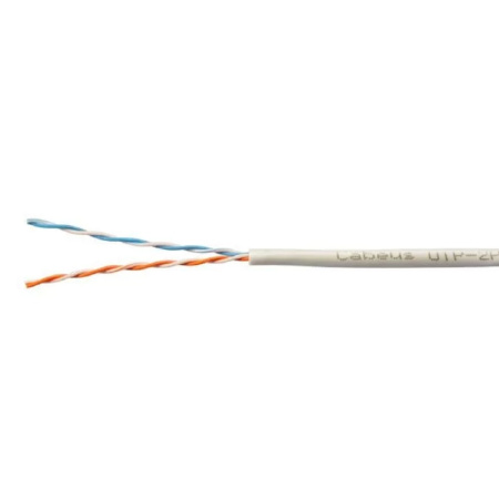 Cabeus UTP-2P-Cat.5e-SOLID-GY Кабель витая пара UTP (U UTP)  категория 5e  2 пары (24 AWG)   одножил