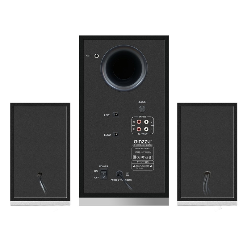 Фото  Ginzzu GM-420, Акустическая система 2.1, 65W/BT/USB/SD/FM/ДУ