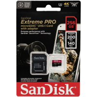 Фото  Micro SecureDigital 256GB Sandisk Extreme Pro microSDXC  + SD Adapter + Rescue Pro Deluxe 200MB/s [SDSQXCD-256G-GN6MA]