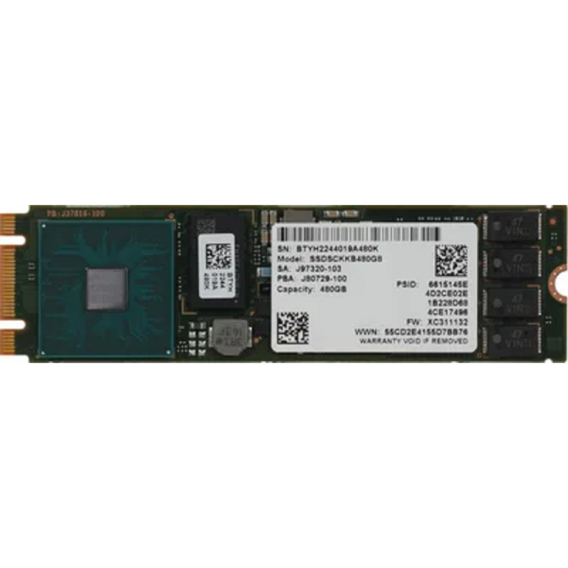 Фото  M.2 2280 SSD Intel 480GB DC D3-S4510 [SSDSCKKB480G801] SATA 6Gb/s, 560/510, IOPS 97/35.5K, MTBF 2M, TLC, 6.5PBW, 1.8DWPD {50} (380386)