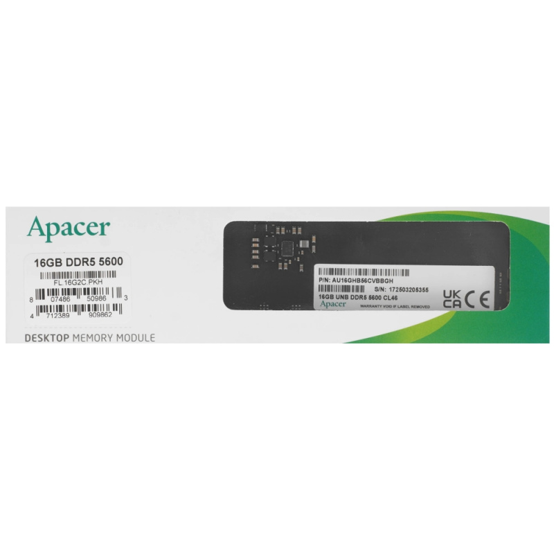 Фото  Apacer DDR5 DIMM 16GB 5600 MT/s FL.16G2C.PKH