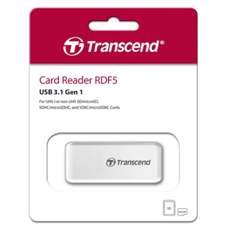 Фото  Внешний картридер USB 3.0 Multi-Card Reader F5 All in 1 Transcend [TS-RDF5W] White