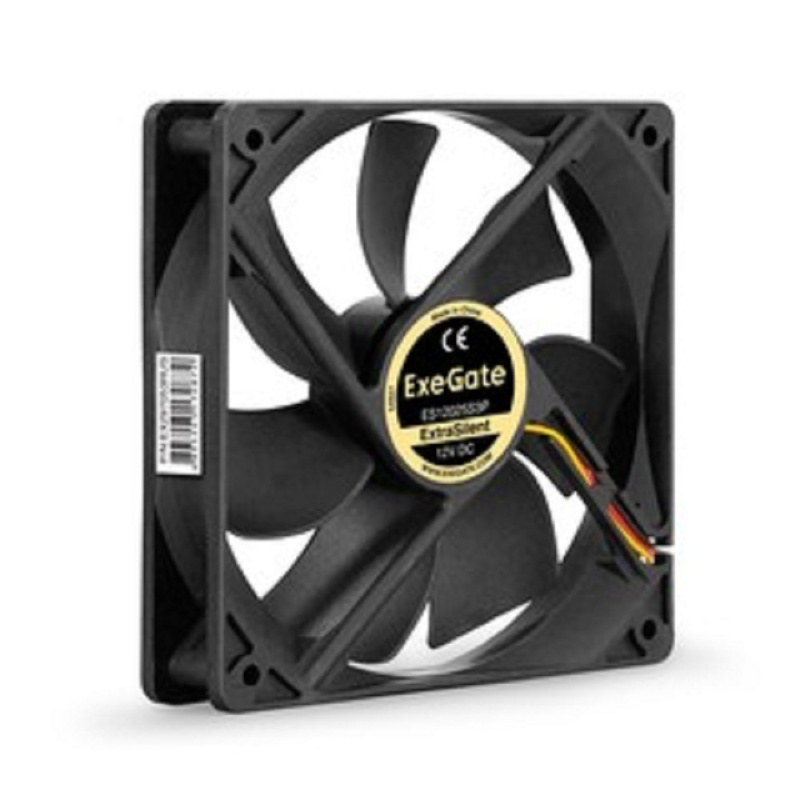 Фото  Exegate EX297053RUS Вентилятор 12В DC ExeGate ExtraSilent ES12025S3P (120x120x25 мм, Sleeve bearing (подшипник скольжения), 3pin, 1300RPM, 22dBA)