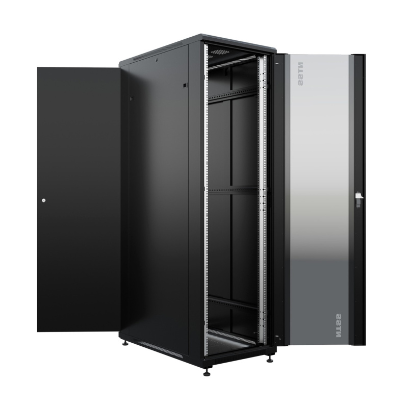 Фото  NTSS Шкаф напольный универсальный серверный NTSS R 42U 600х1000мм, 4 профиля 19, двери стекло и сплошная металл, боковые стенки съемные, регулируемые 