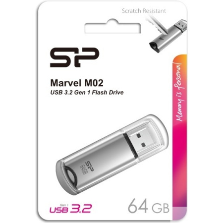 Флеш накопитель 64Gb Silicon Power Marvel M02  USB 3.0  Серебро [SP064GBUF3M02V1S]