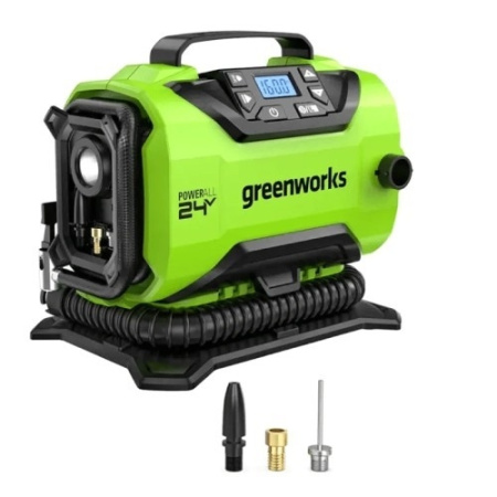Greenworks ACG301 Компрессор автомобильный аккумуляторный  24V   12V (от сети автомобиля)  без АКБ и