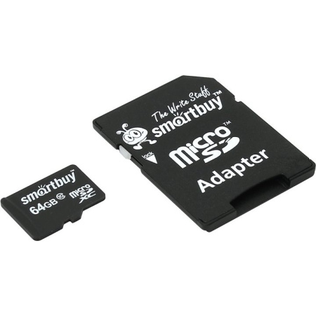 Micro SecureDigital 64Gb Smart buy SB64GBSDCL10-01 {Micro SDHC Class 10  UHS-1  SD adapter}