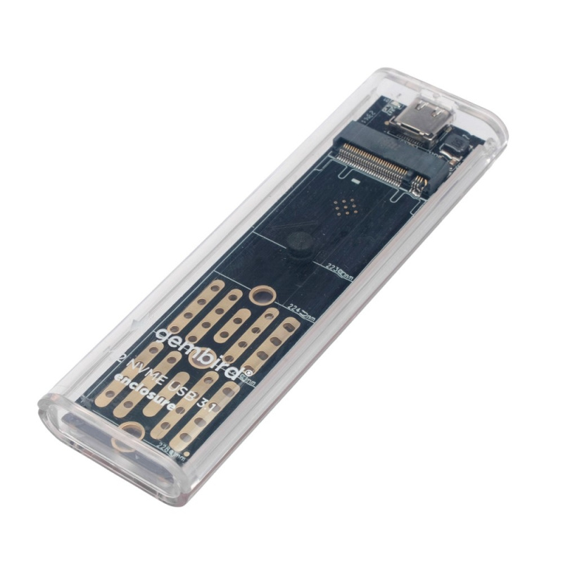 Gembird EEM2-NVME-2 Внешний корпус USB 3.1 для M2 NVME порт Type-С  пластик  прозрачный