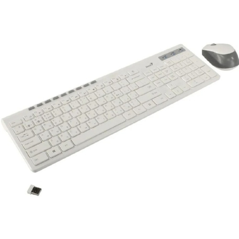 Клавиатура + мышь Genius Smart Slimstar 8230 WHITE {USB 1 мини-ресивер на оба устройства 104 кл кноп